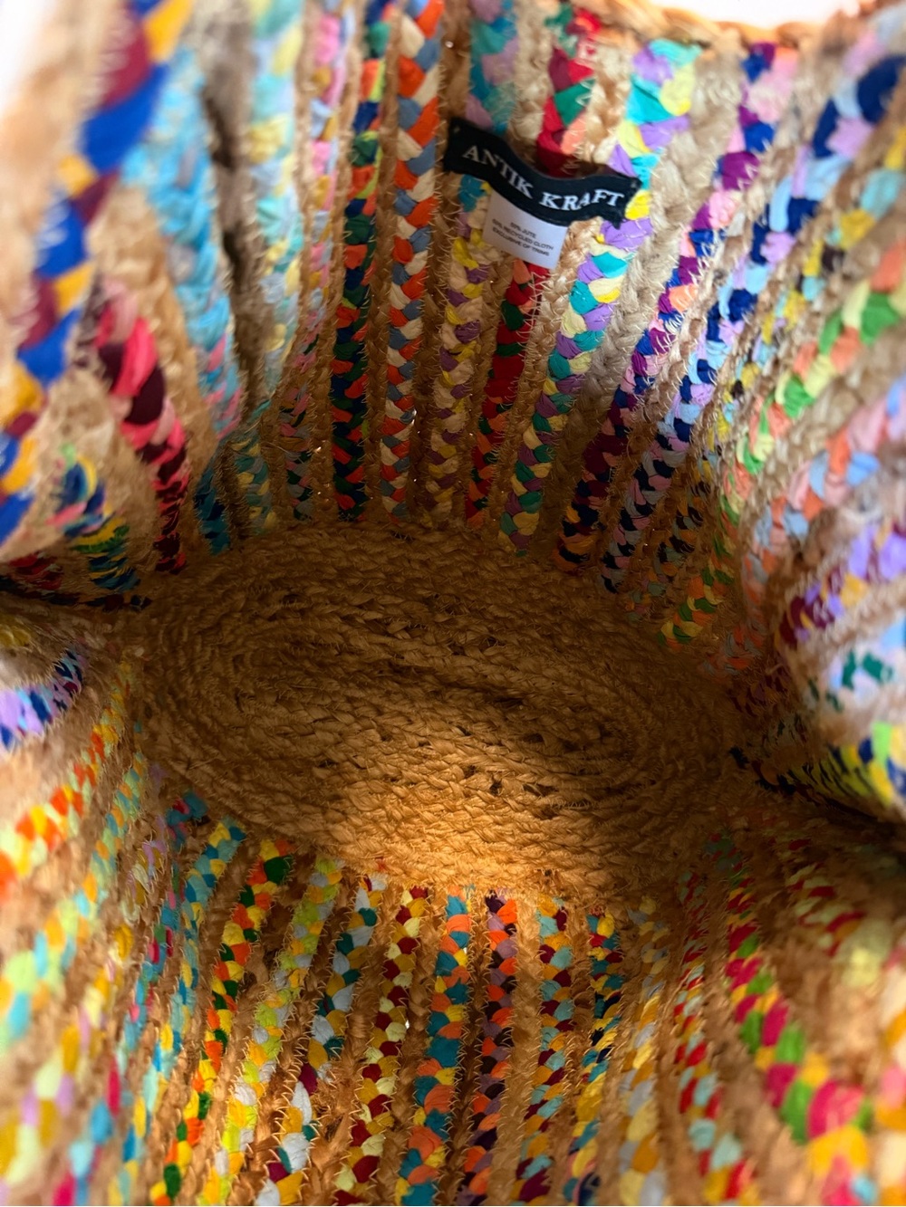 NWT Antik Kraft Ruhi Colorful Braided Jute Bag - Picture 6 of 7